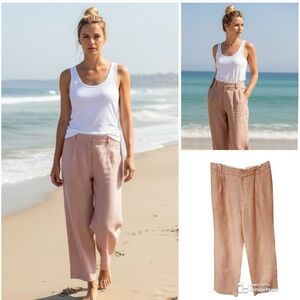 Banana Republic linen high waisted pink Wide Leg Pants